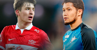 На изображении два мужчины, один в красной спортивной форме с логотипом, другой в синей. Оба выглядят сосредоточенными. Фон размыт, создавая акцент на людях